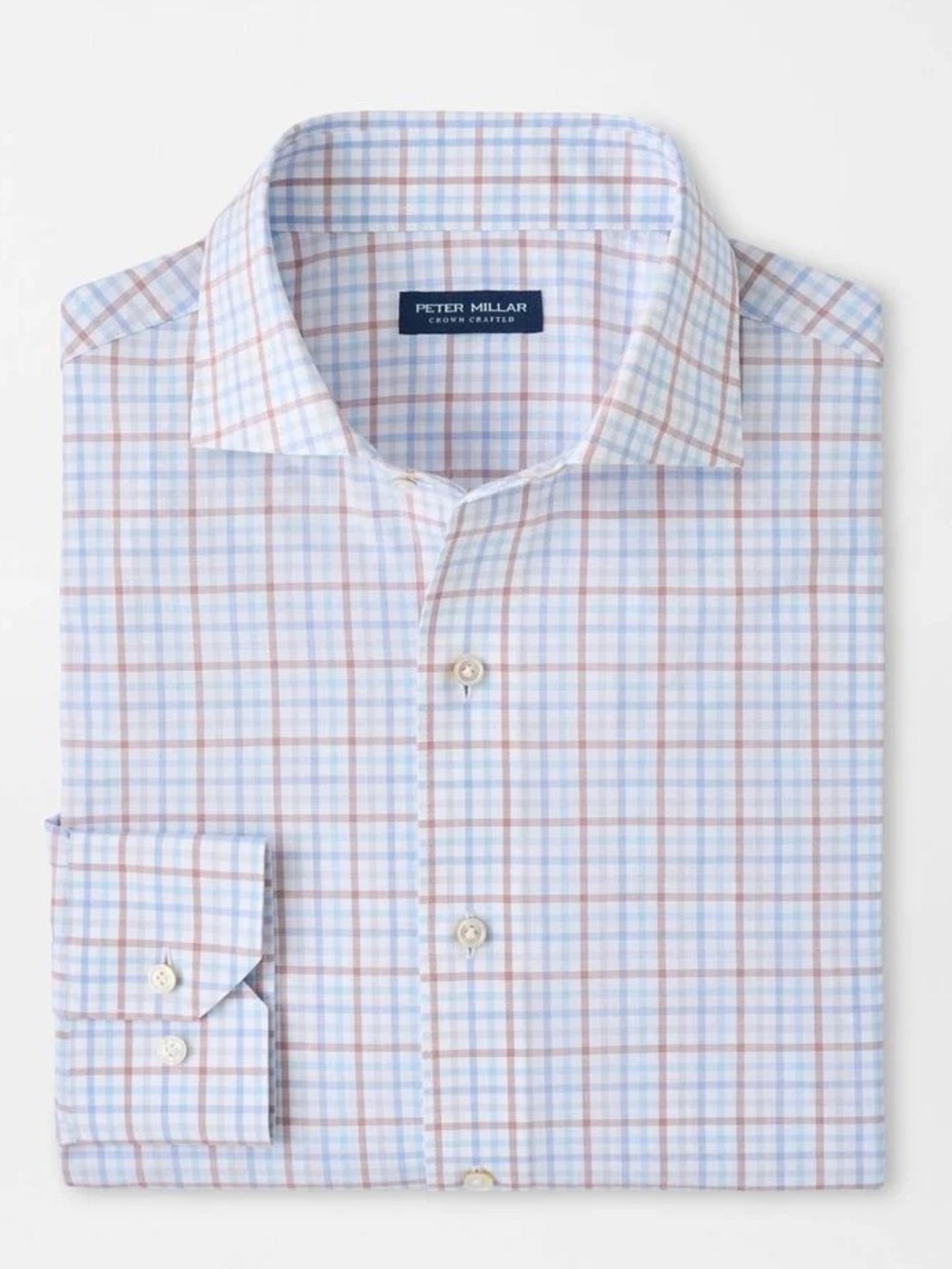 Peter Millar Button Down Mens XL Longsleeve Check Summer Blue Pink Dress Shirt